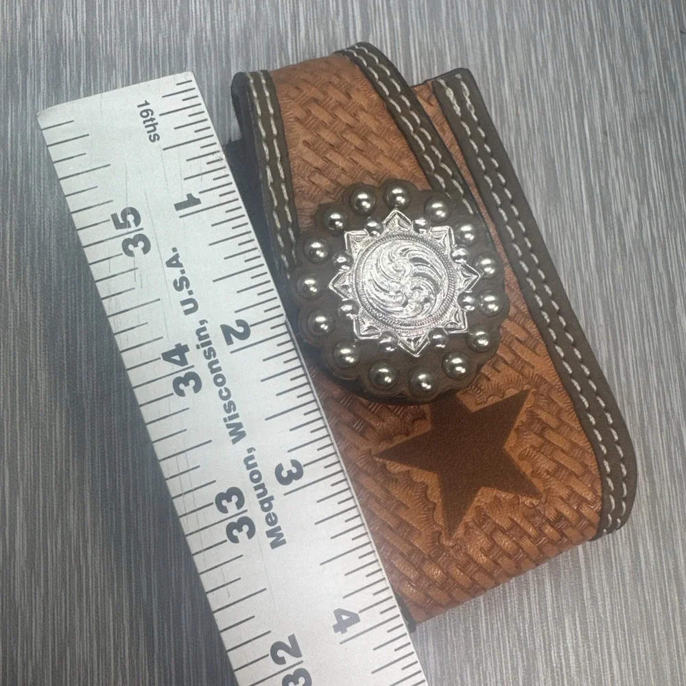 Montana‎ Silversmiths Tooled Leather Knife Sheath Western Concho Cowboy Star